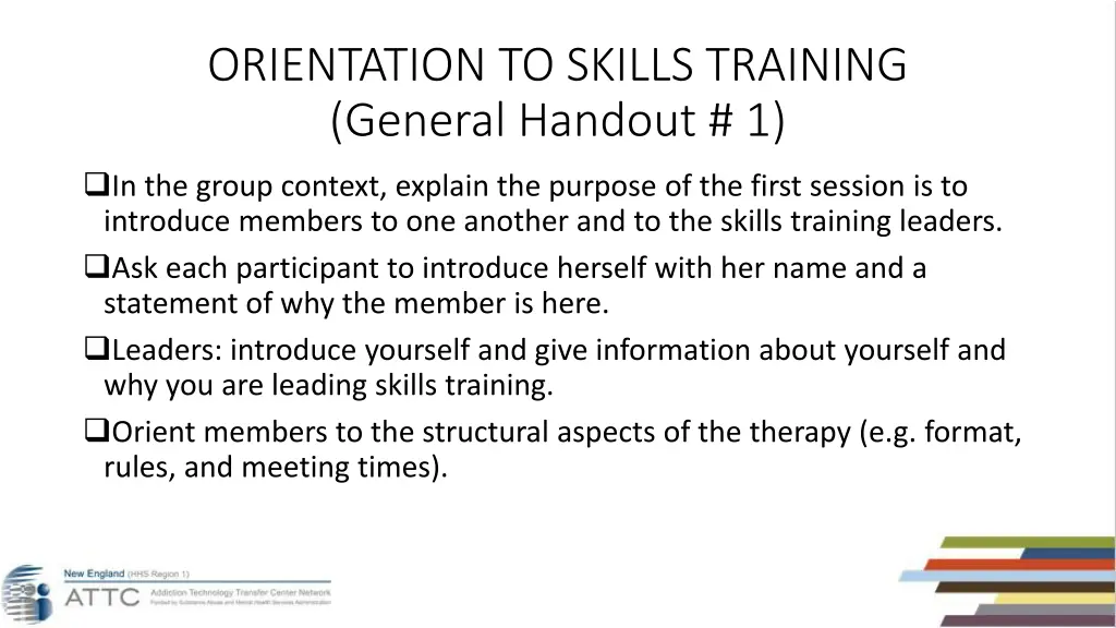 orientation to skills training general handout 1 1