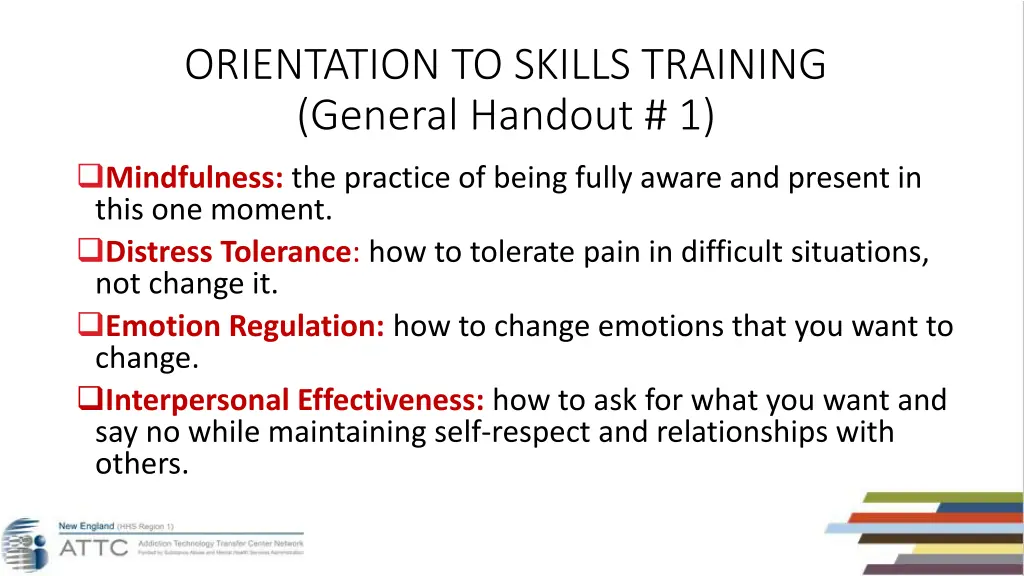 orientation to skills training general handout 1