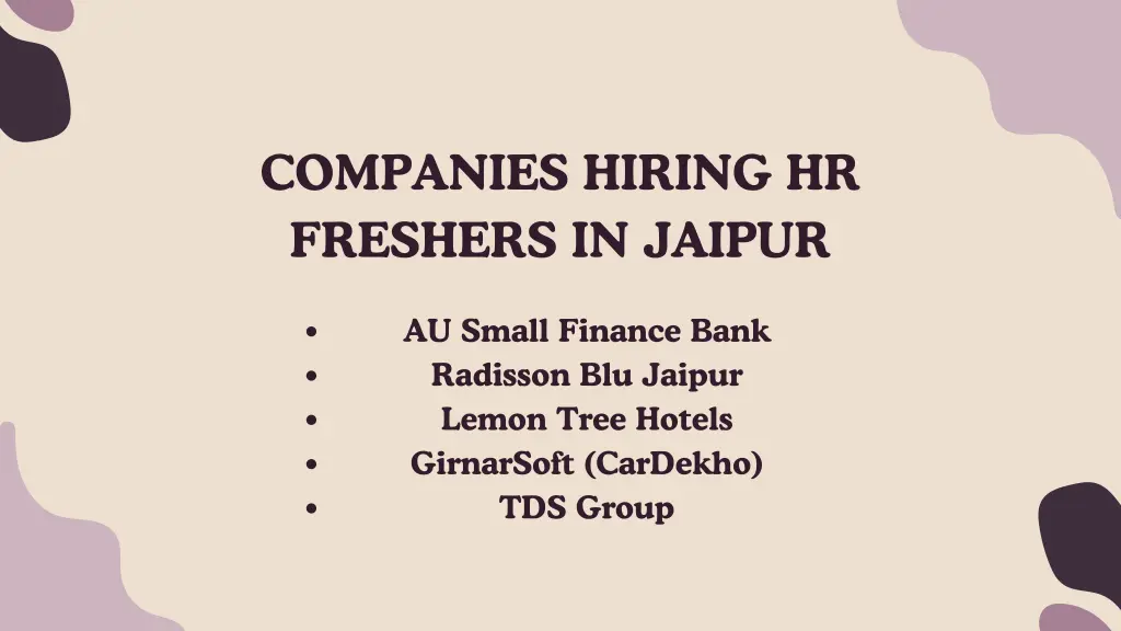 companies hiring hr freshers in jaipur