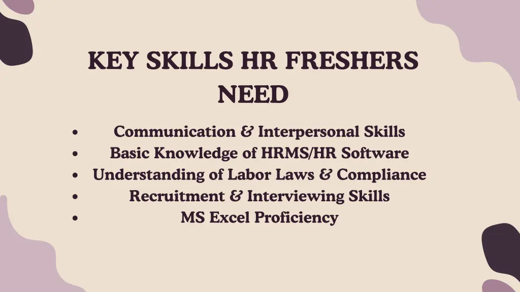 key skills hr freshers need