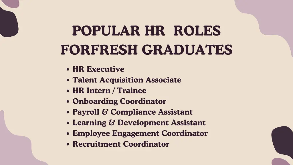 popular hr roles forfresh graduates