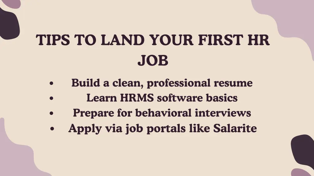 tips to land your first hr job