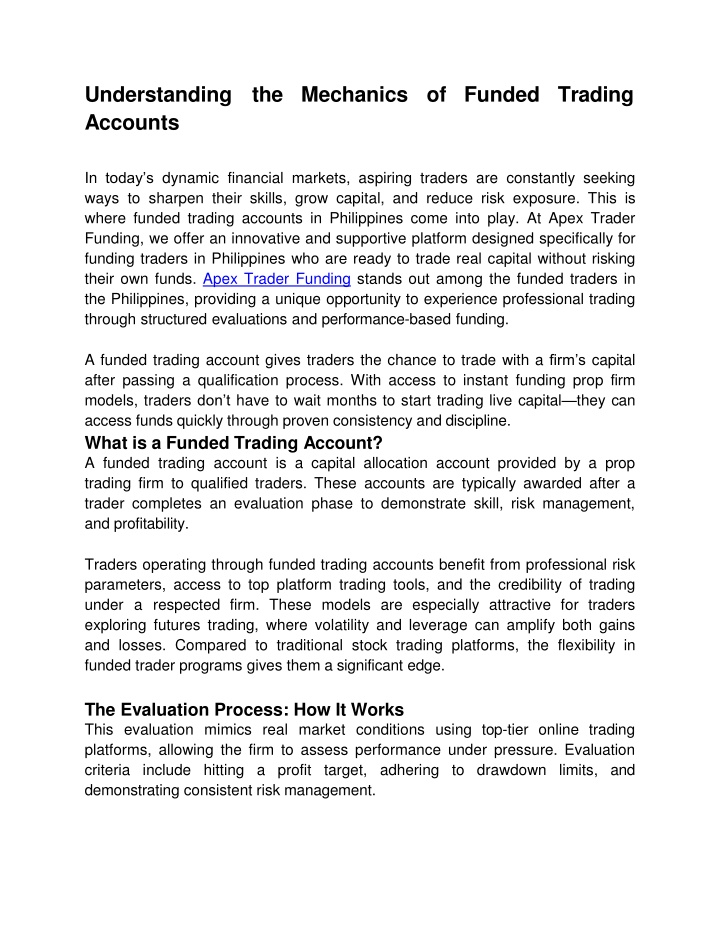 understanding the mechanics of funded trading