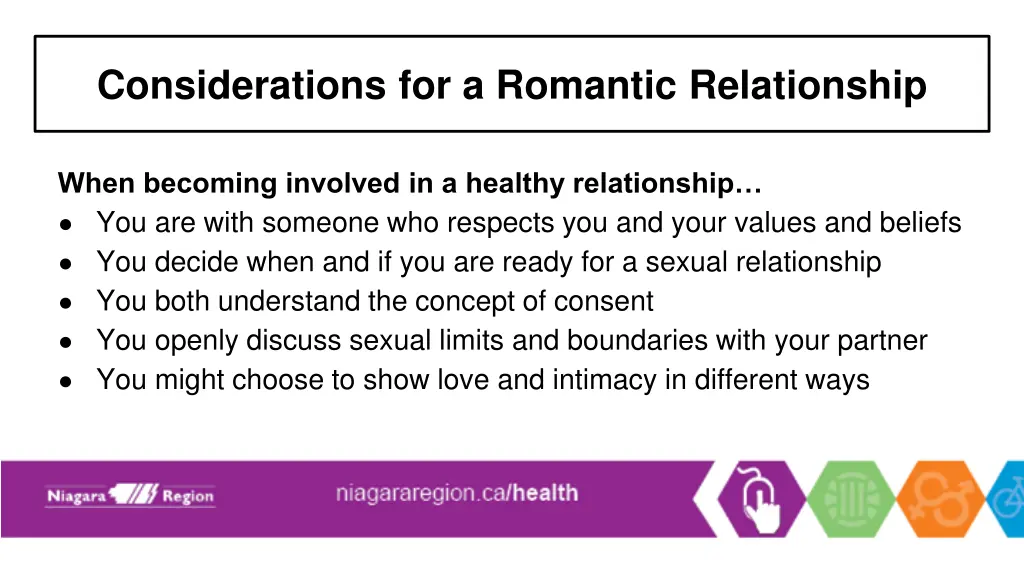 considerations for a romantic relationship