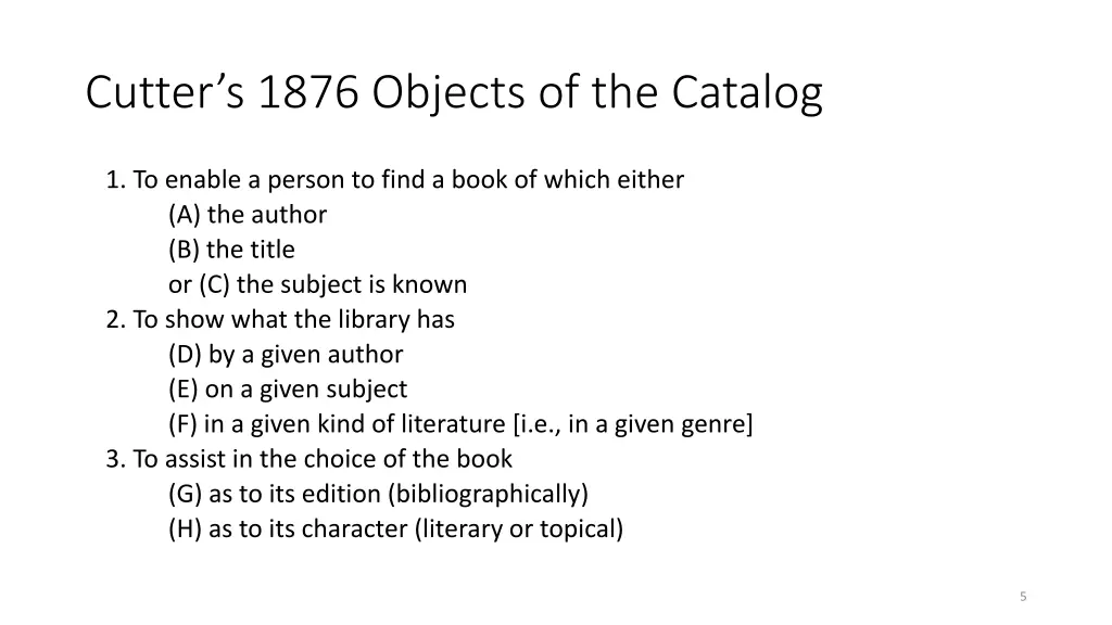 cutter s 1876 objects of the catalog