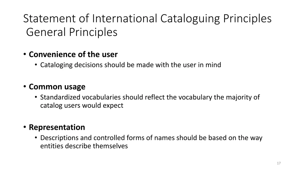 statement of international cataloguing principles 1