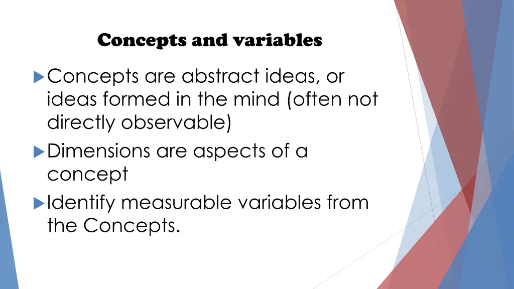 concepts and variables