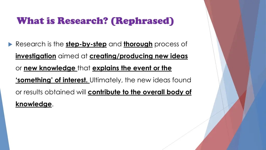 what is research rephrased