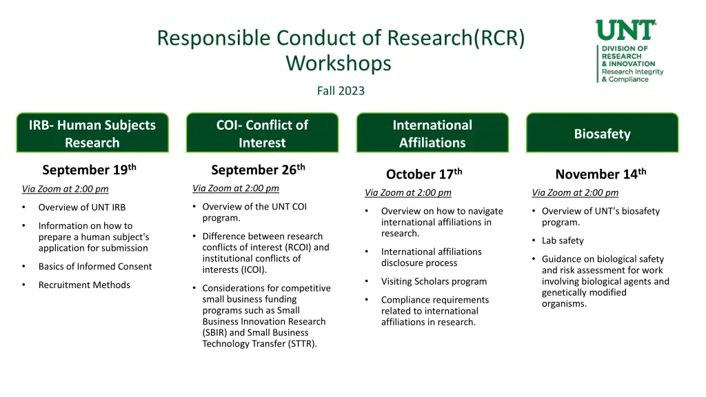 responsible conduct of research rcr workshops