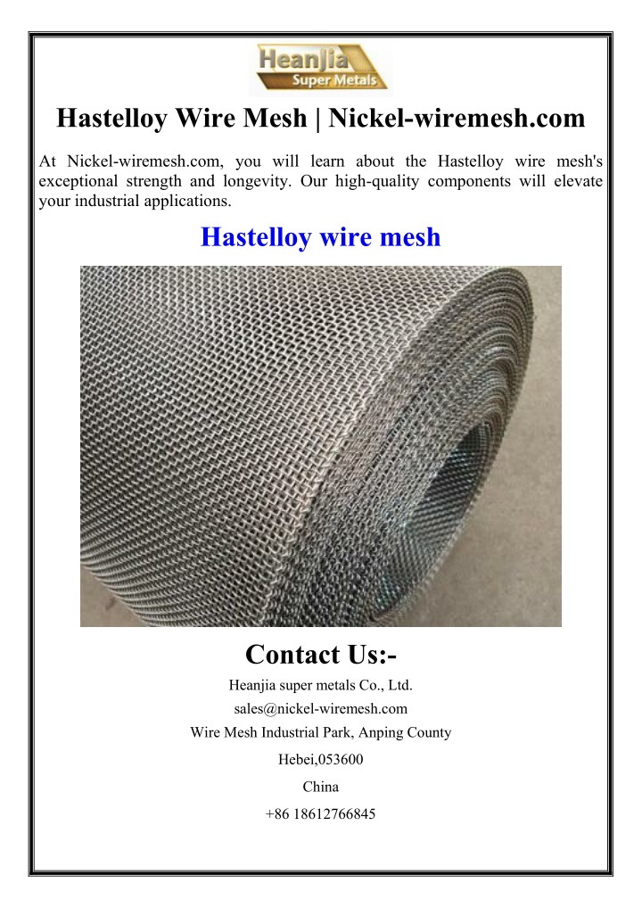 hastelloy wire mesh nickel wiremesh com