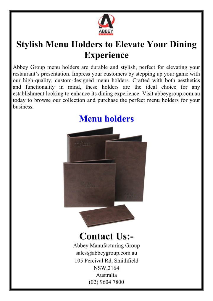 stylish menu holders to elevate your dining