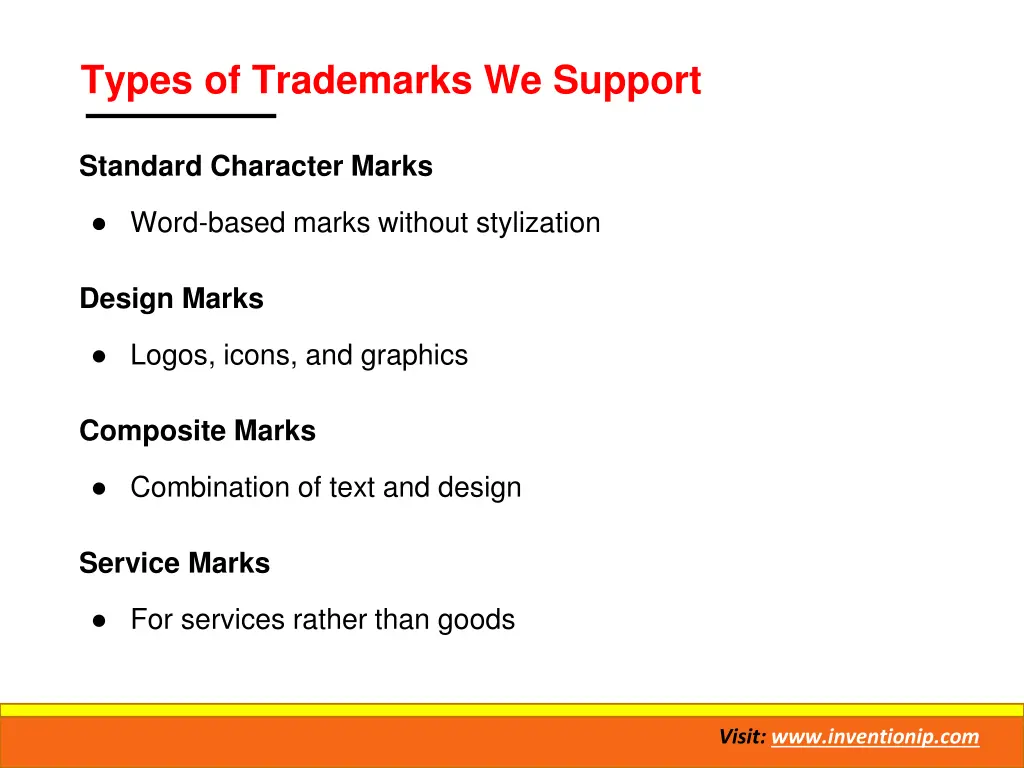 types of trademarks we support
