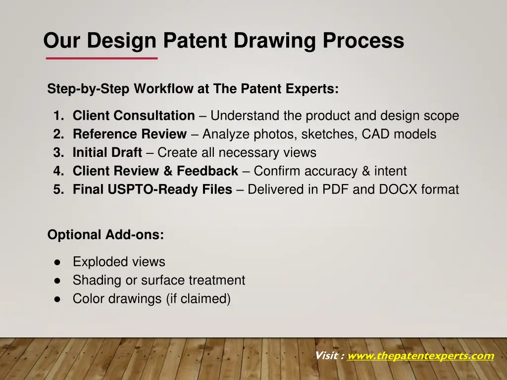 our design patent drawing process