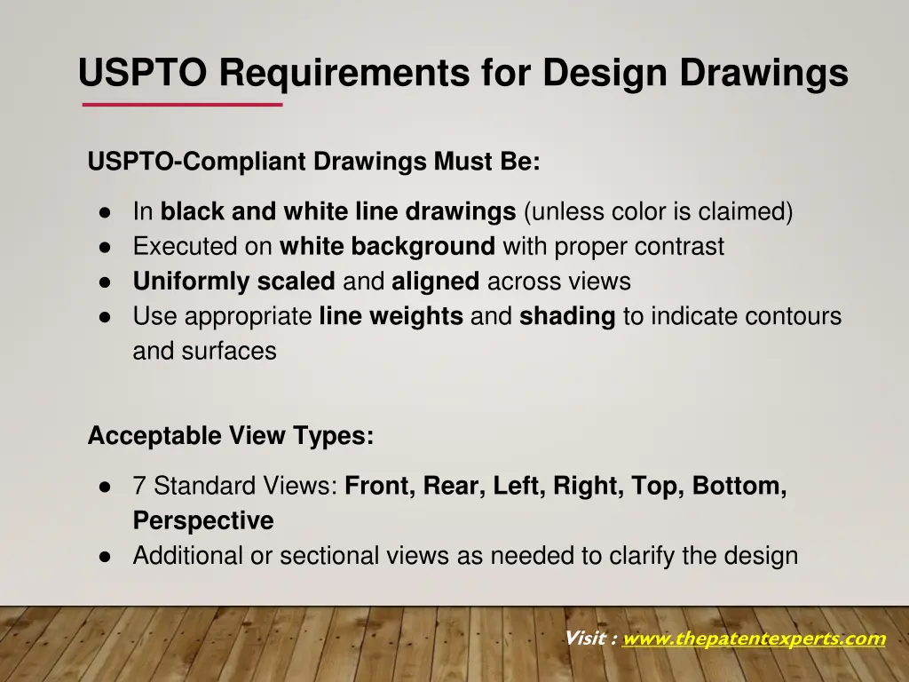 uspto requirements for design drawings