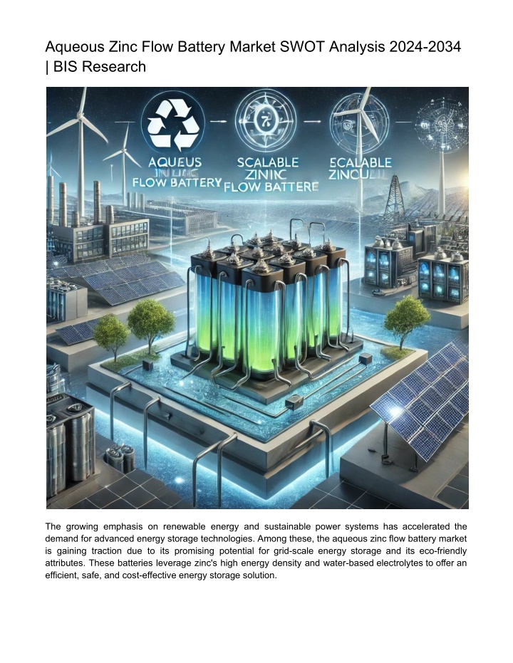 aqueous zinc flow battery market swot analysis