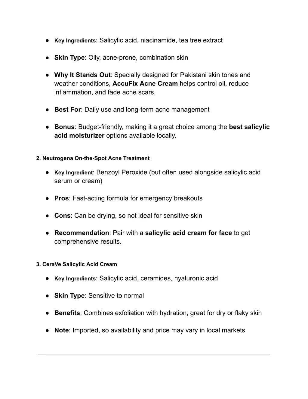 key ingredients salicylic acid niacinamide