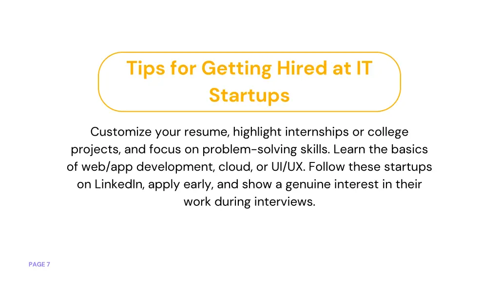 tips for getting hired at it startups