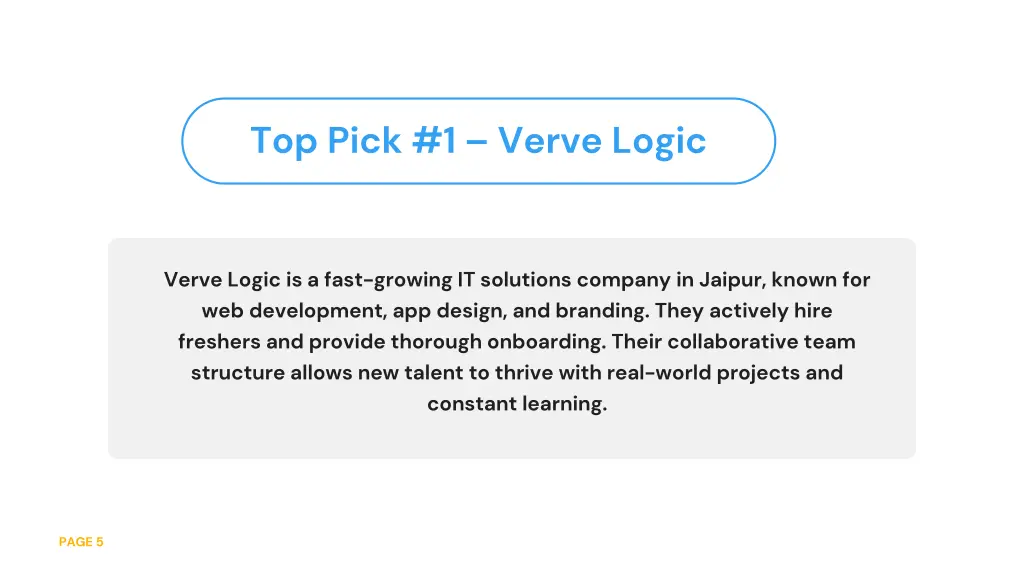 top pick 1 verve logic
