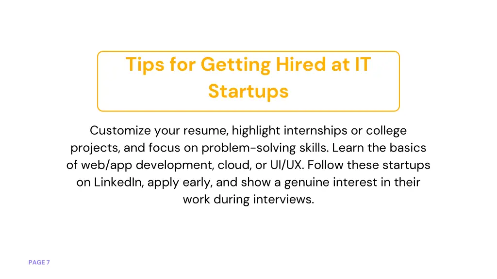 tips for getting hired at it startups
