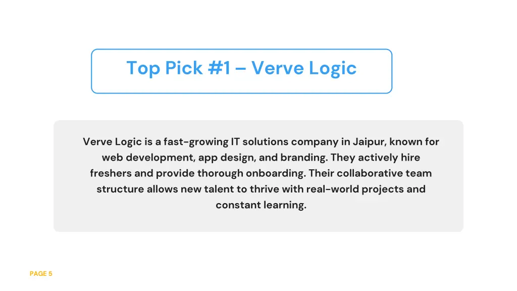 top pick 1 verve logic