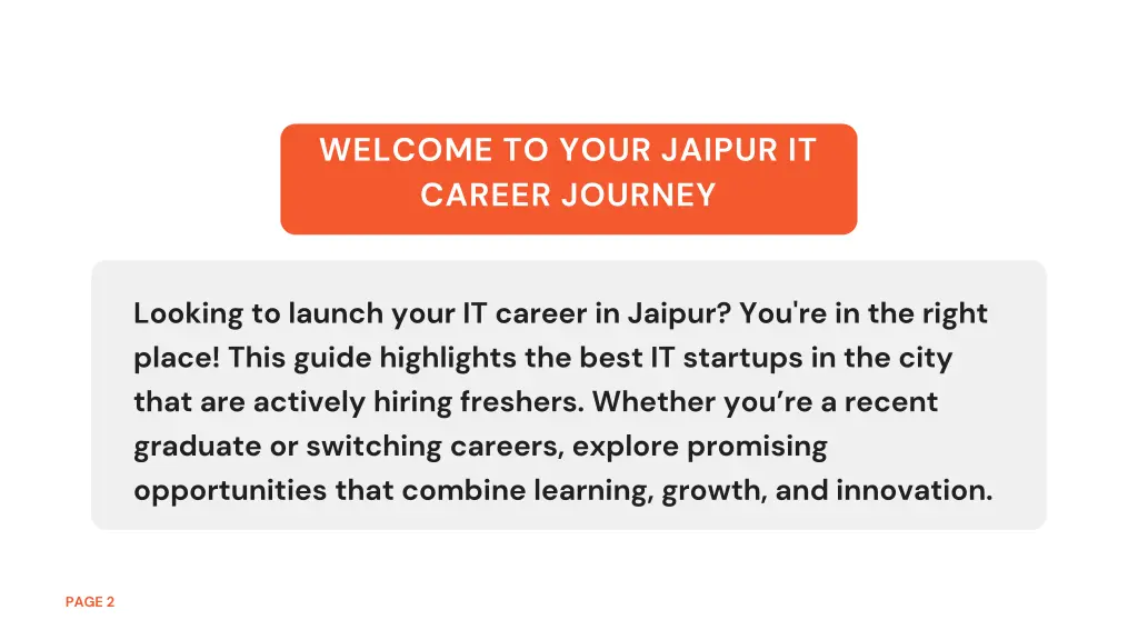 welcome to your jaipur it career journey