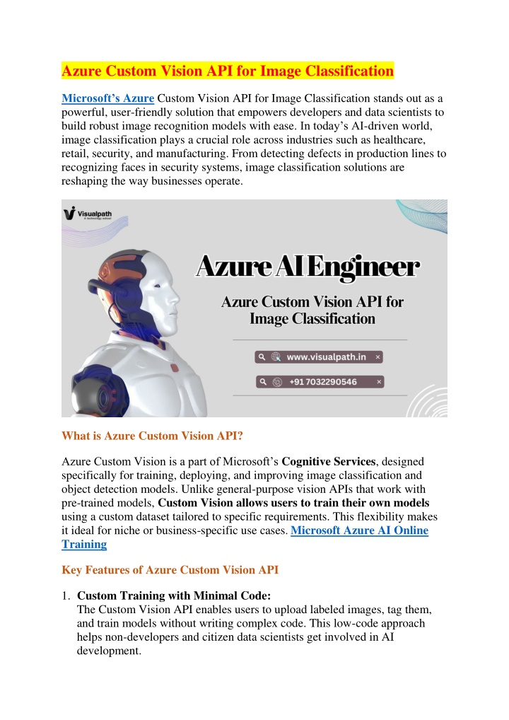 azure custom vision api for image classification