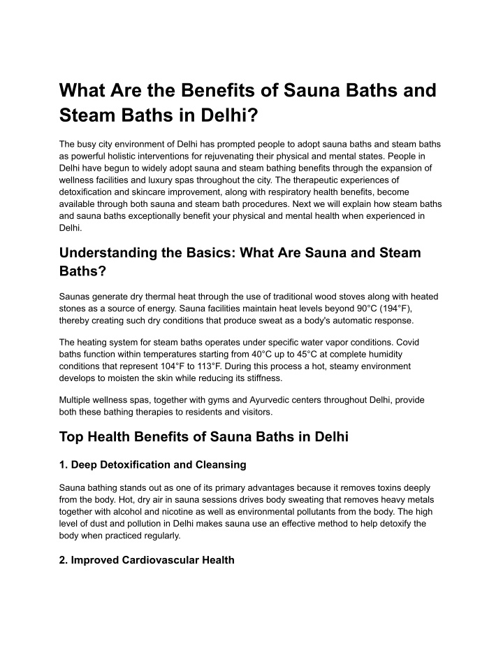 what are the benefits of sauna baths and steam