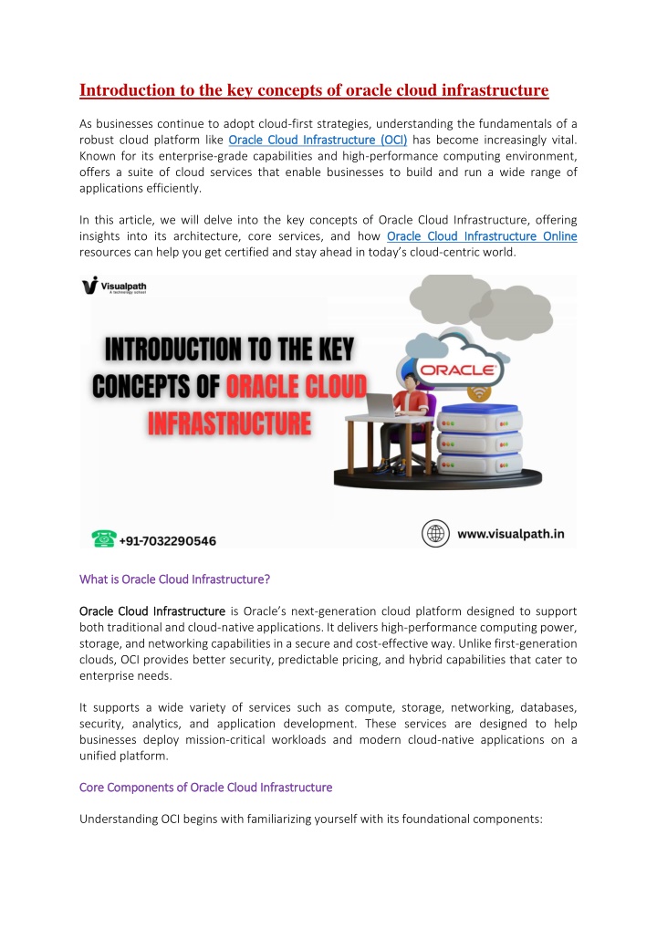 introduction to the key concepts of oracle cloud