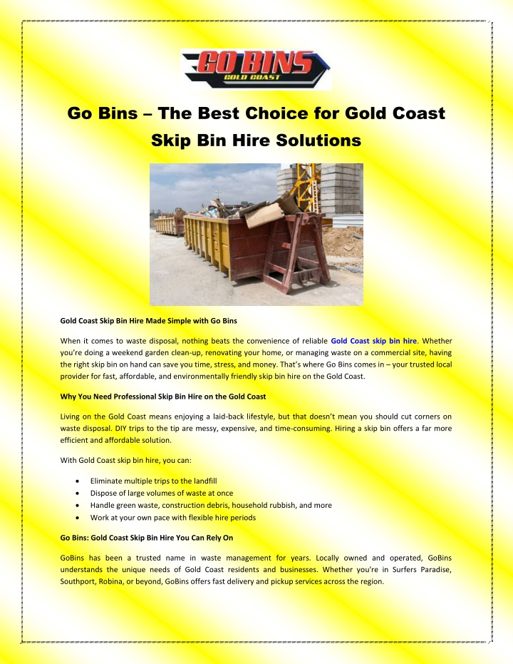 go bins the best choice for gold coast skip