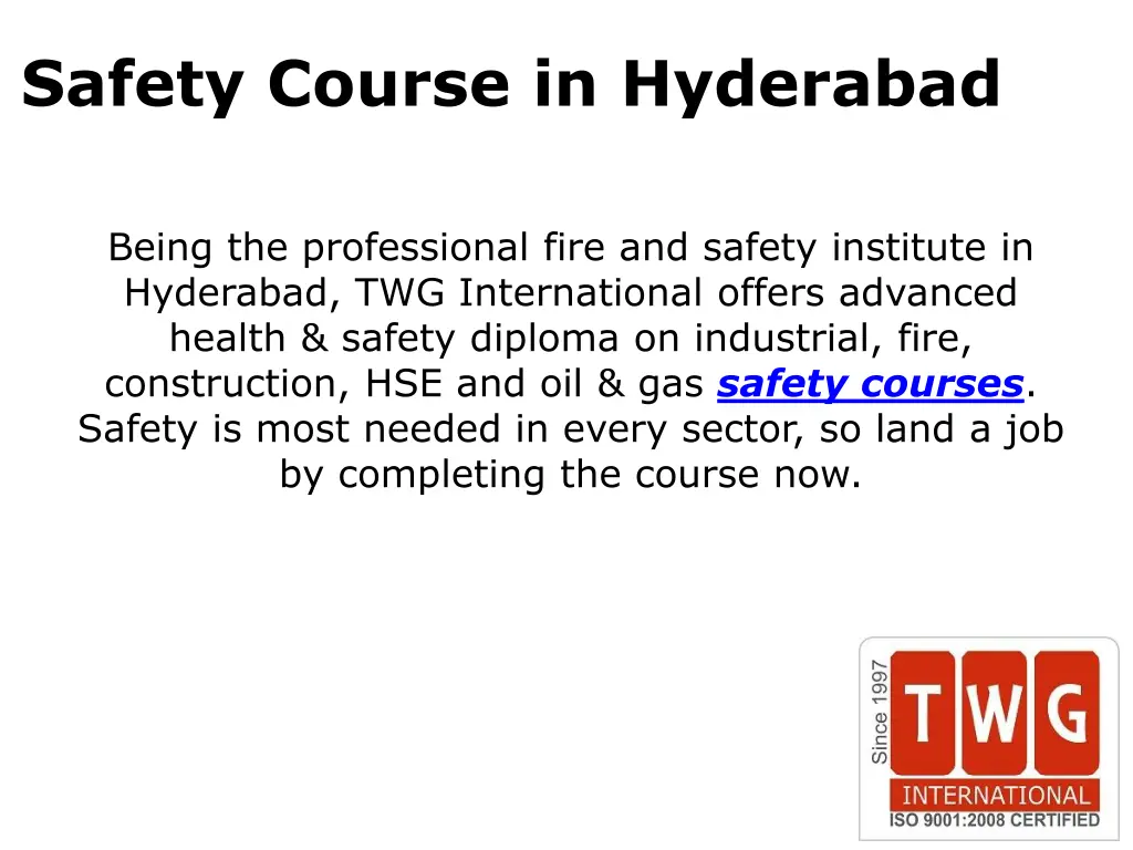 safety course in hyderabad