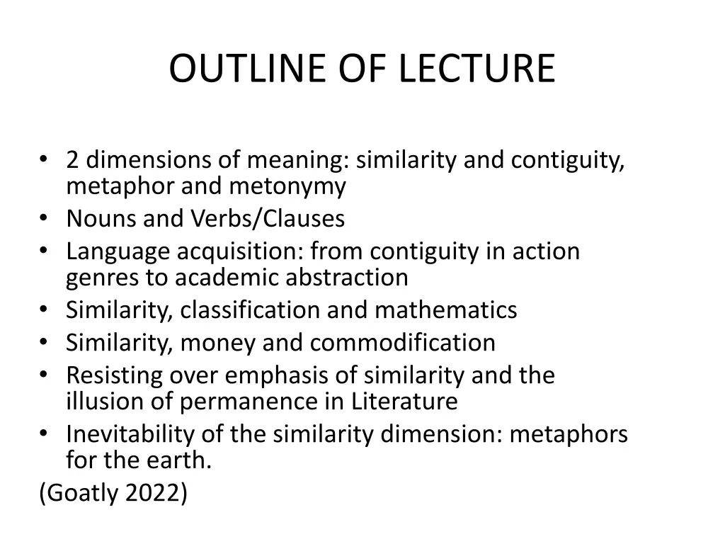 outline of lecture