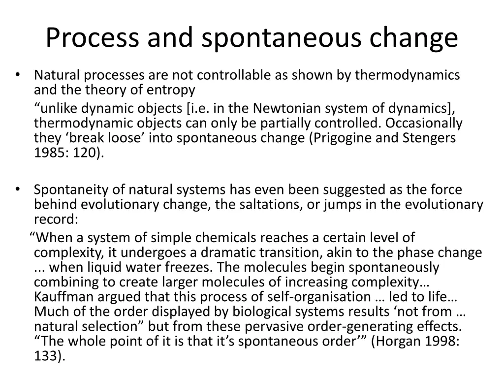 process and spontaneous change
