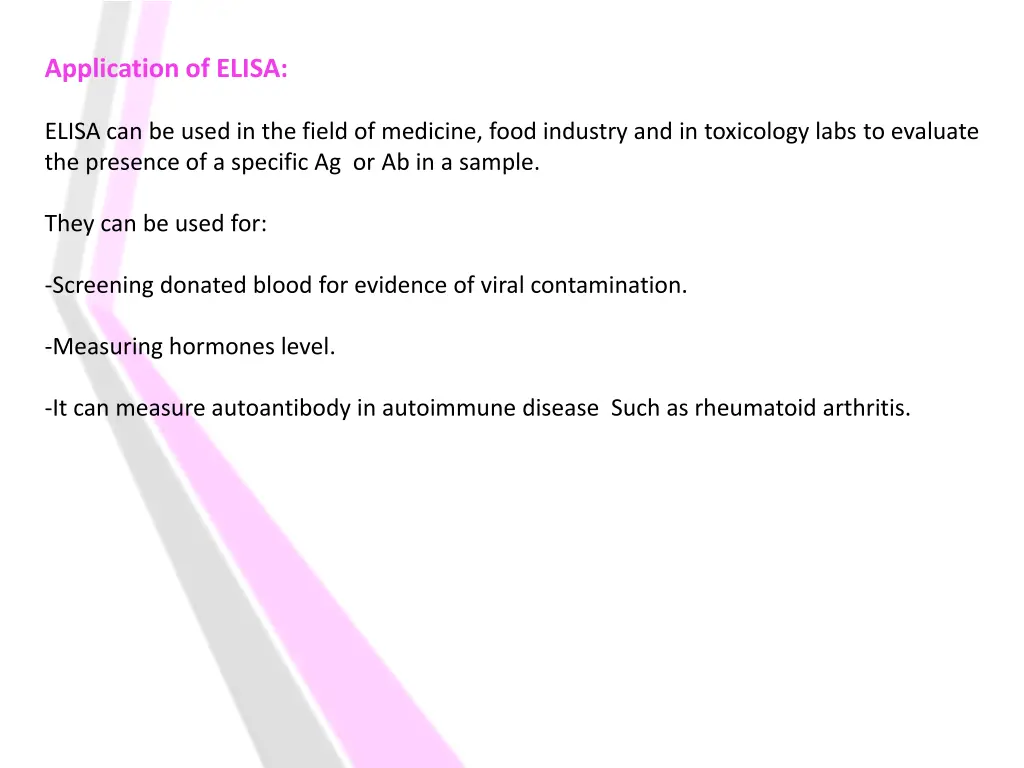 application of elisa
