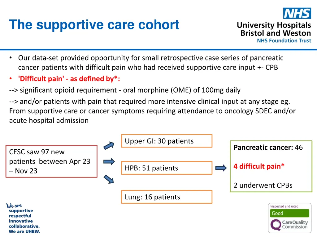 the supportive care cohort