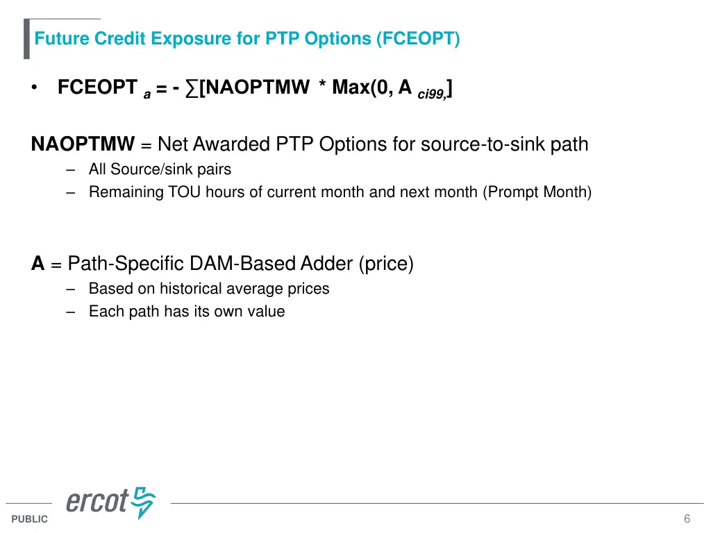 future credit exposure for ptp options fceopt