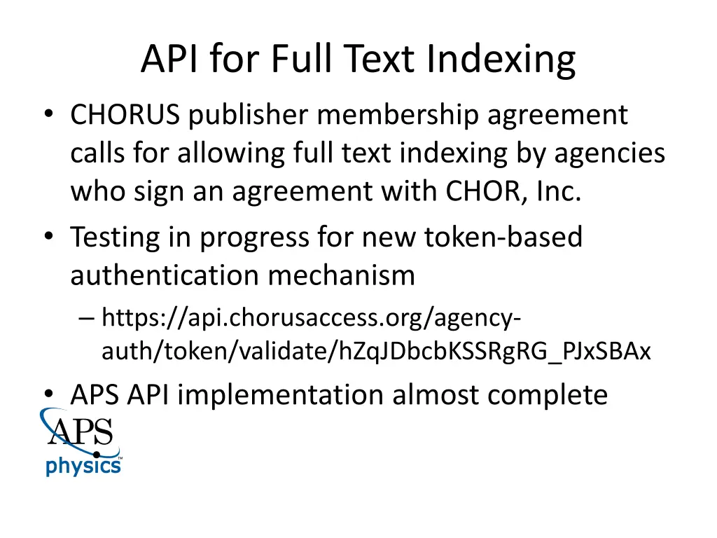 api for full text indexing chorus publisher