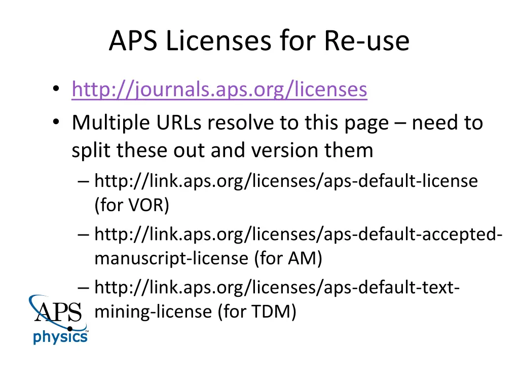 aps licenses for re use