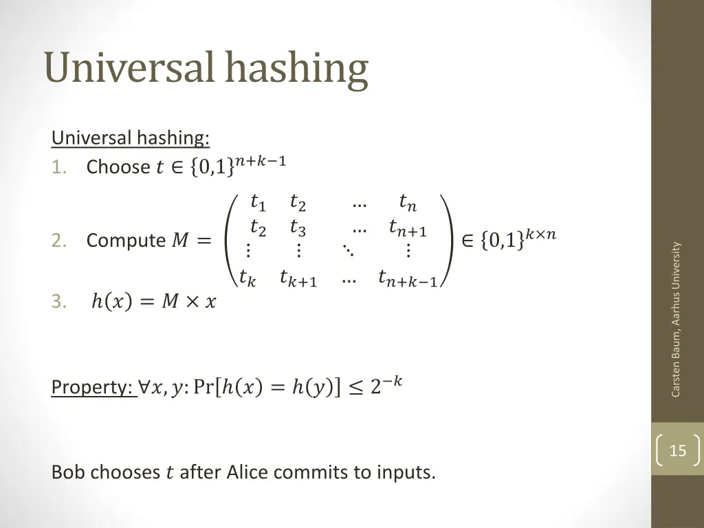 universal hashing