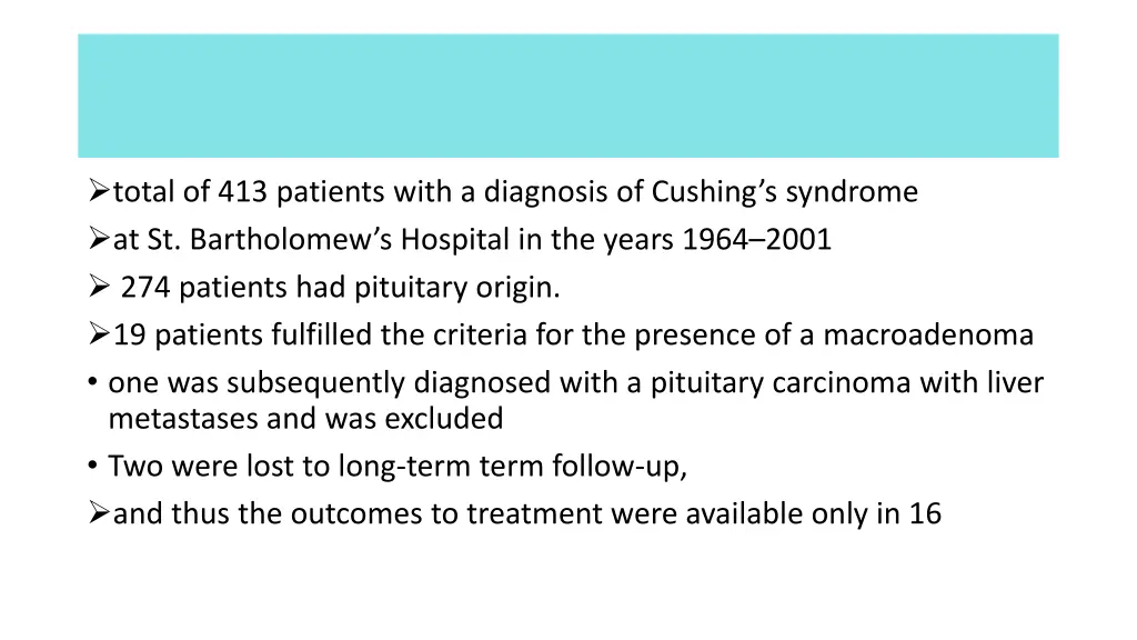 total of 413 patients with a diagnosis of cushing
