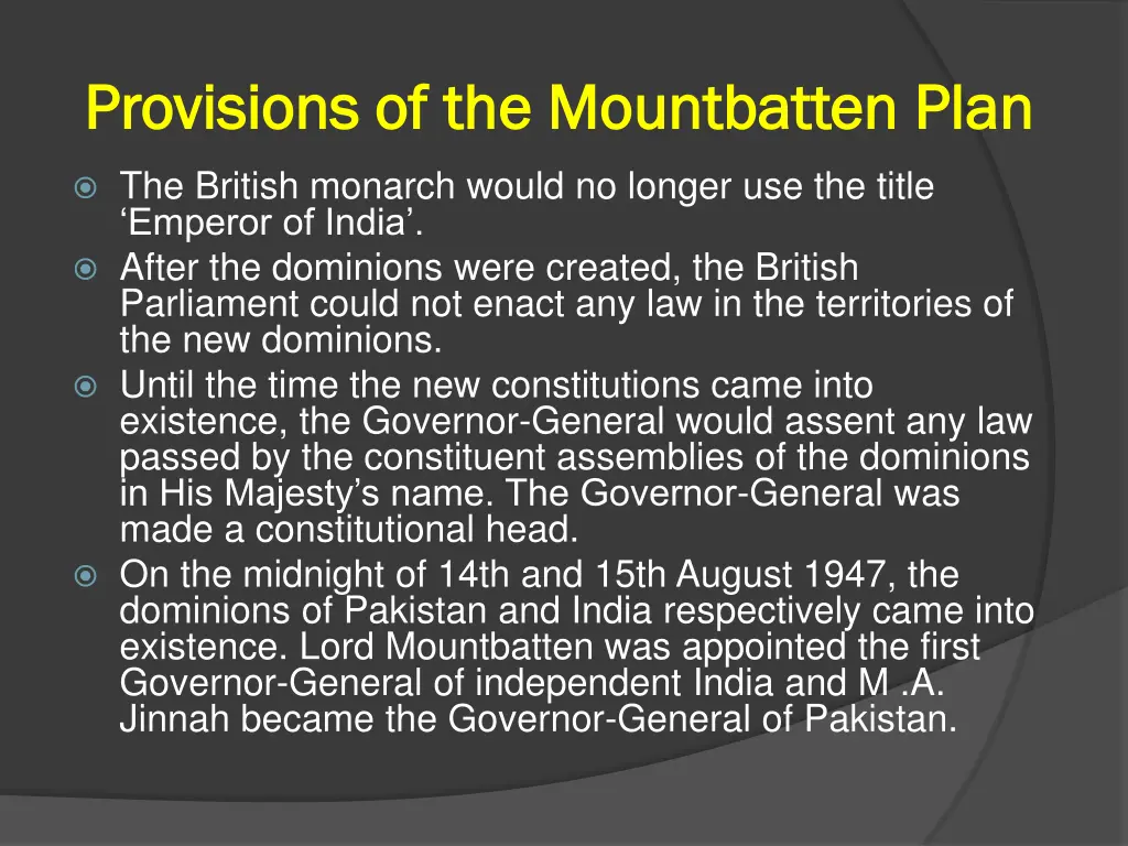 provisions of the mountbatten provisions 2
