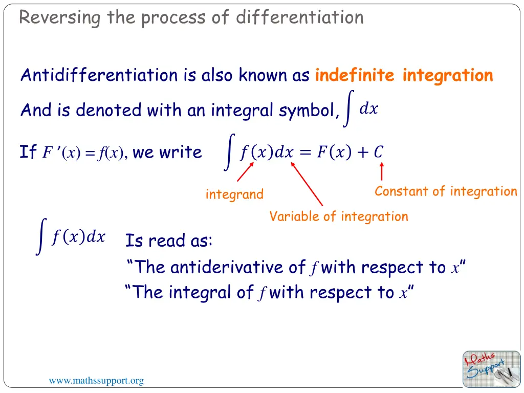 reversing the process of differentiation