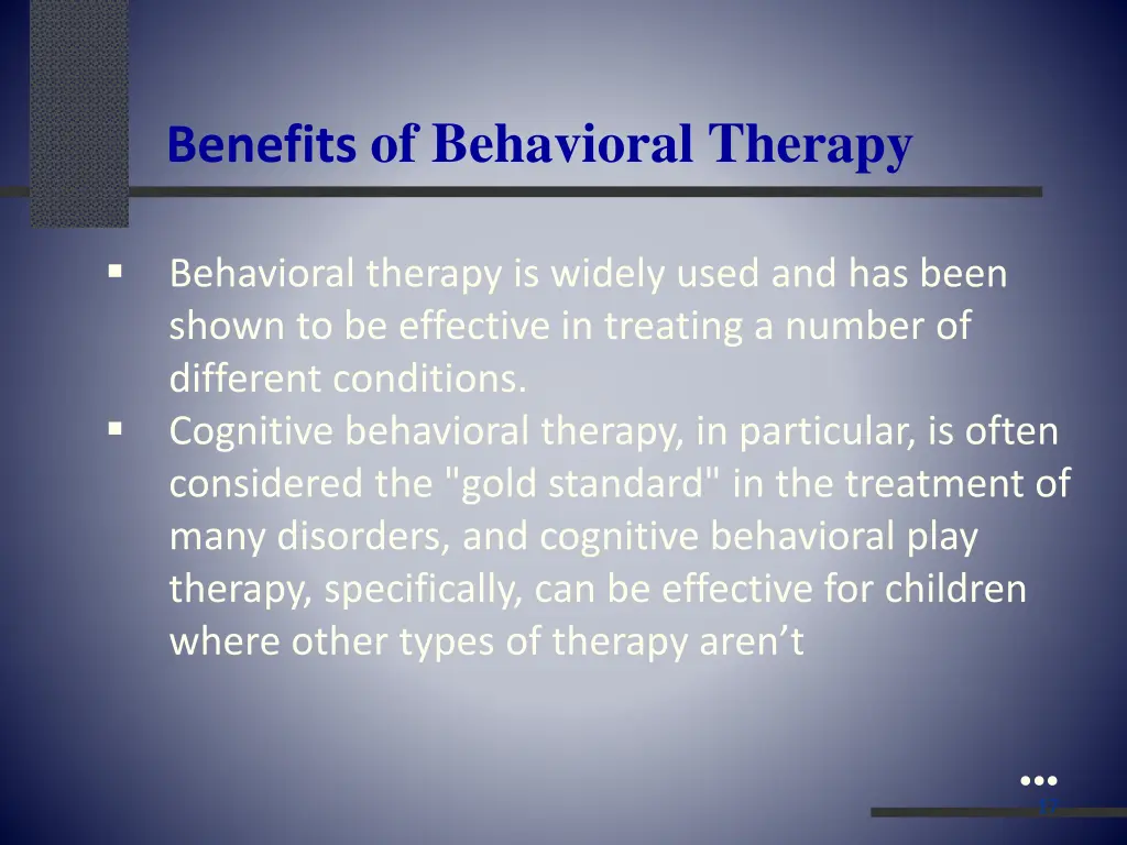 benefits of behavioral therapy