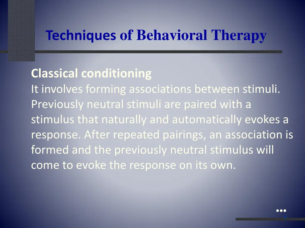 techniques of behavioral therapy
