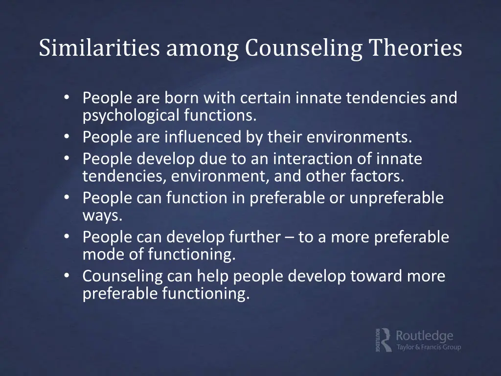 similarities among counseling theories