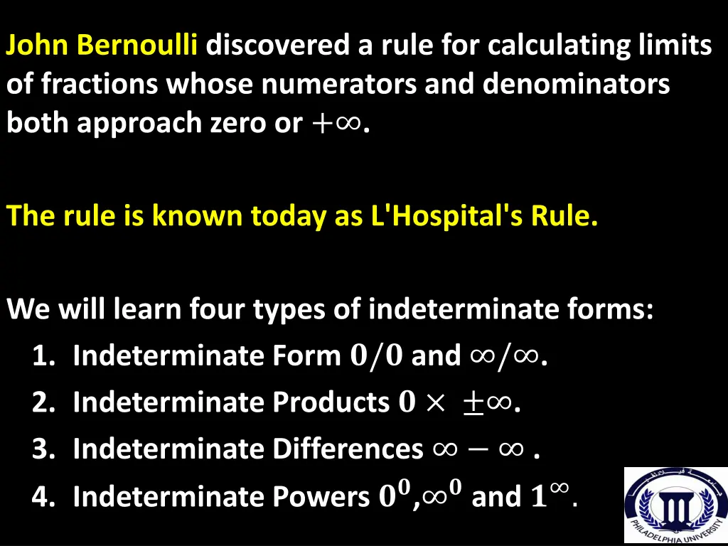 john bernoulli discovered a rule for calculating