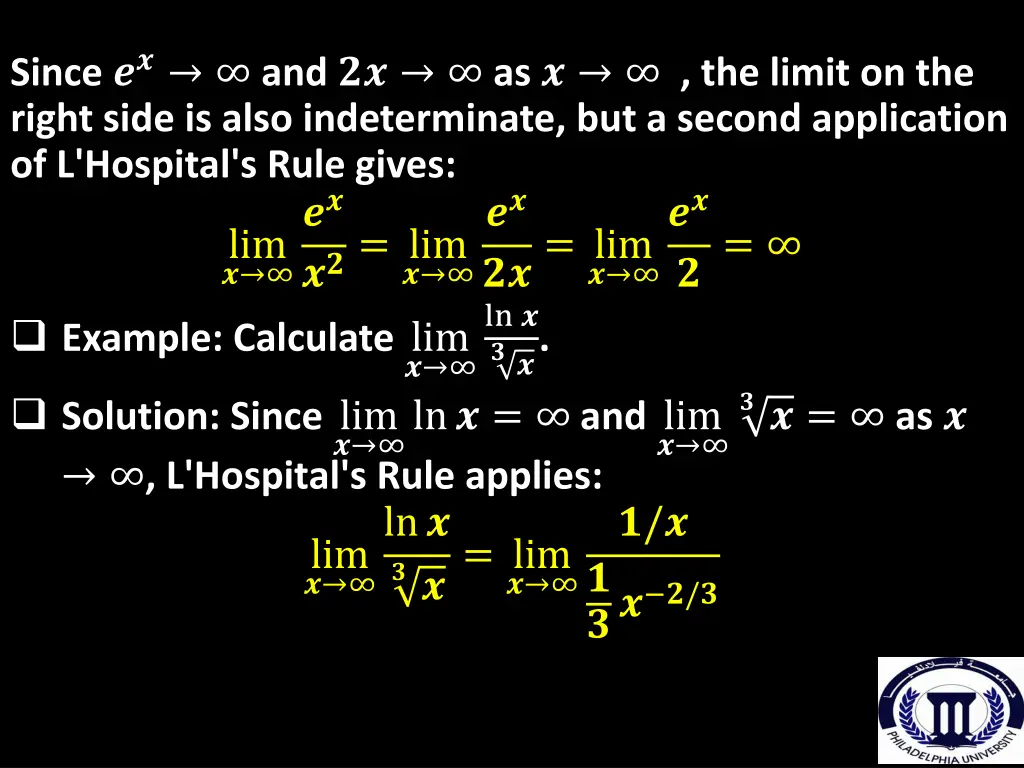 since and as the limit on the right side is also