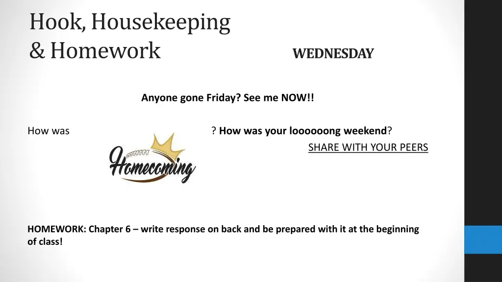 hook housekeeping homework