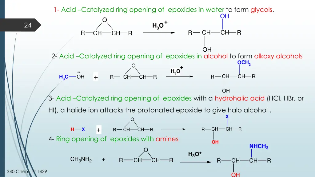 1 acid catalyzed ring opening of epoxides