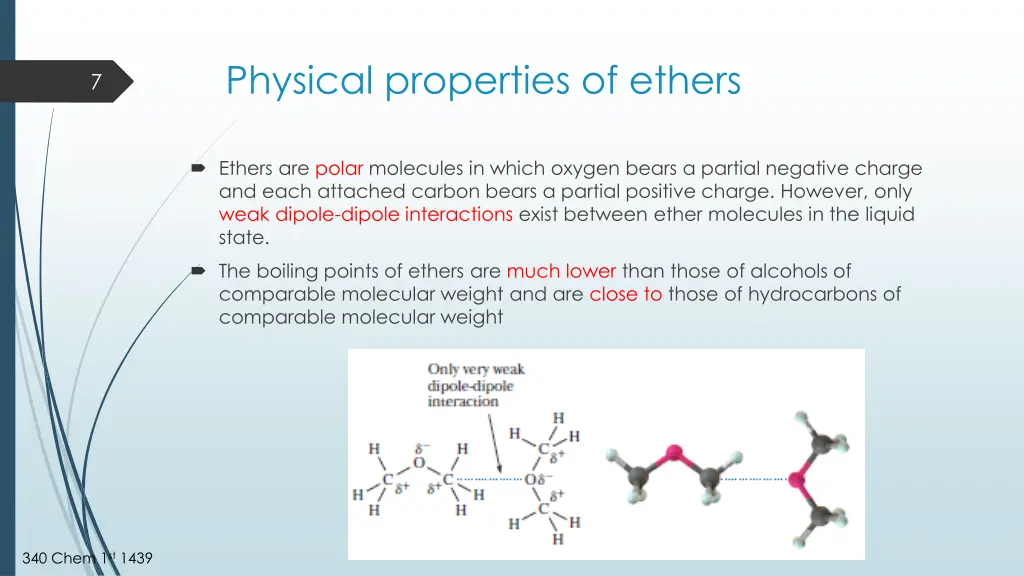 physical properties of ethers