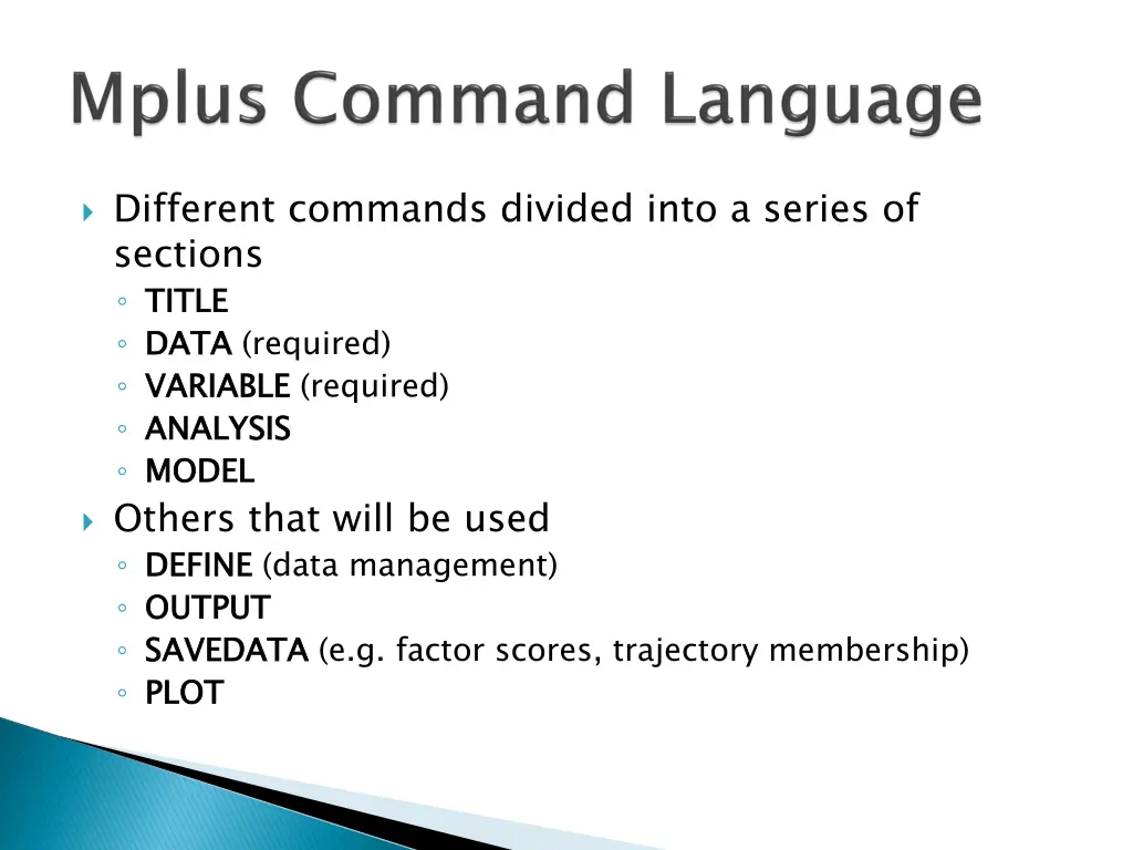 different commands divided into a series